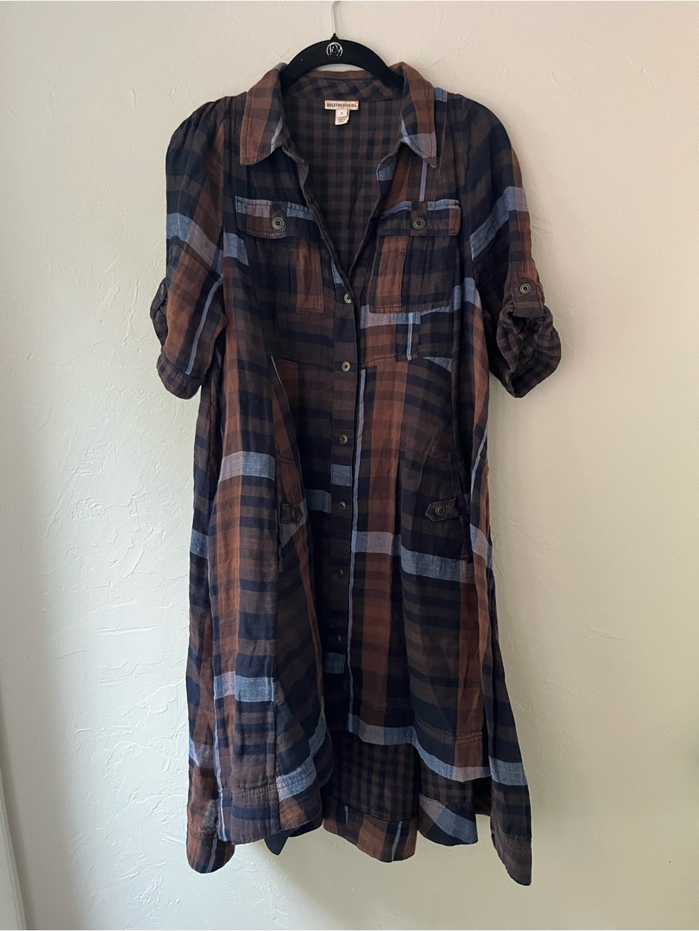 ANTHROPOLOGIE HOLDING HORSES HI LO PLAID SHIRT DRESS 8 - Picture 4 of 6